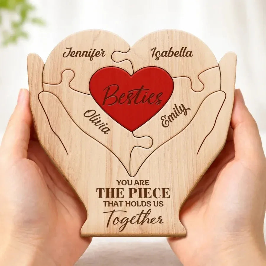 Custom Besties Heart Wooden Puzzle