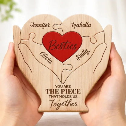 Custom Besties Heart Wooden Puzzle
