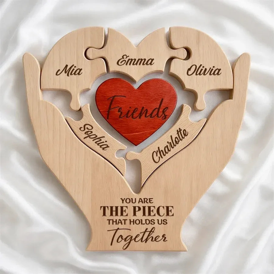 Custom Besties Heart Wooden Puzzle