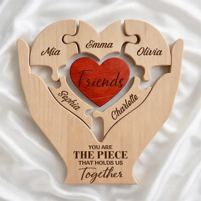Custom Besties Heart Wooden Puzzle