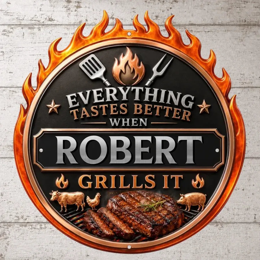 Custom BBQ Shaped Metal Sign