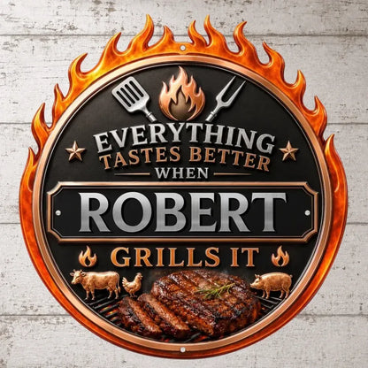 Custom BBQ Shaped Metal Sign