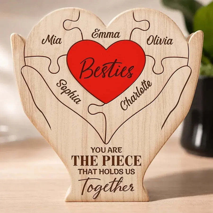 Custom Besties Heart Wooden Puzzle