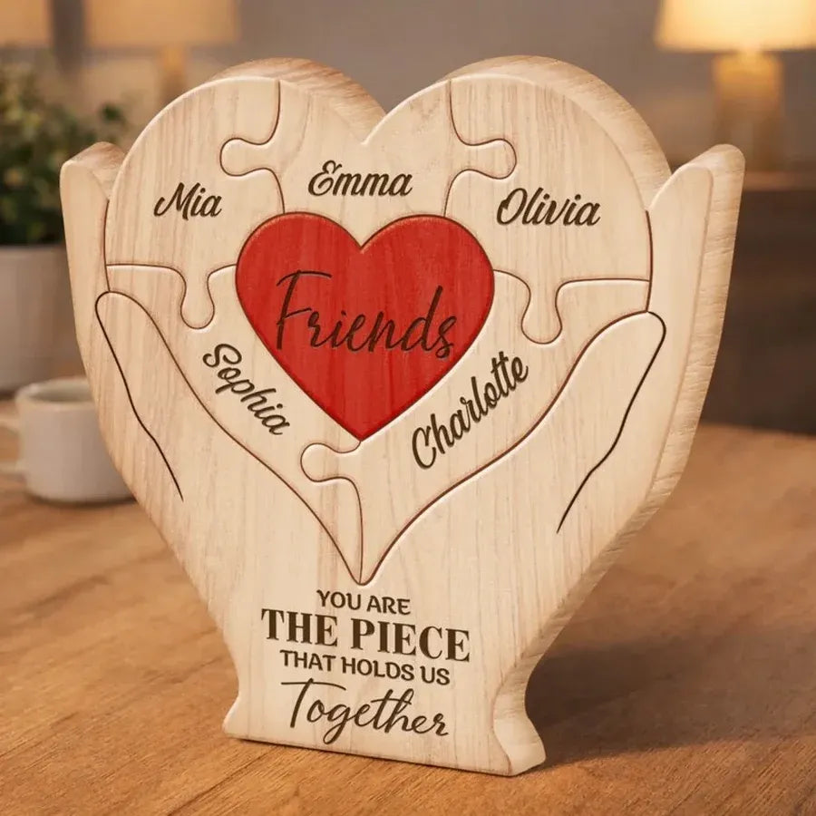 Custom Besties Heart Wooden Puzzle
