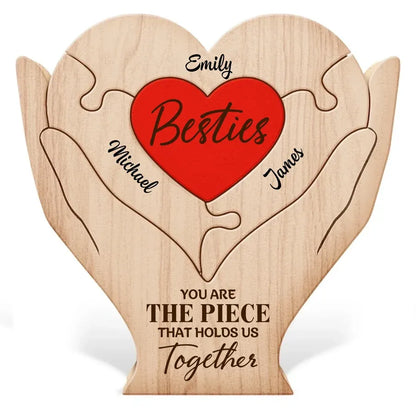 Custom Besties Heart Wooden Puzzle