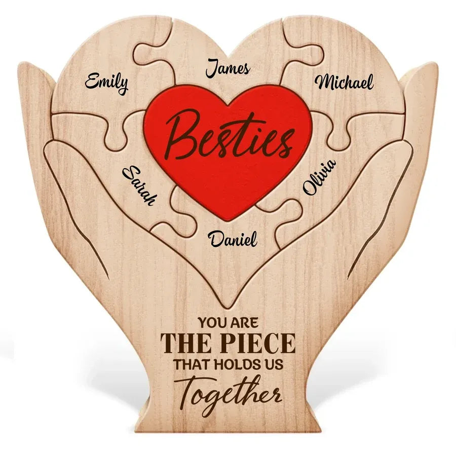Custom Besties Heart Wooden Puzzle