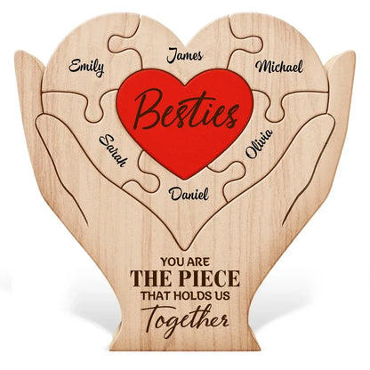 Custom Besties Heart Wooden Puzzle