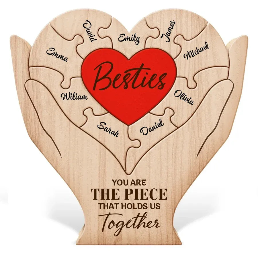 Custom Besties Heart Wooden Puzzle