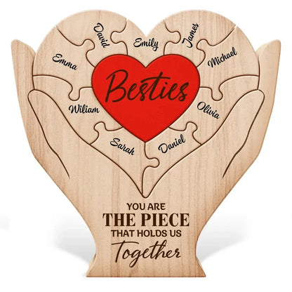 Custom Besties Heart Wooden Puzzle