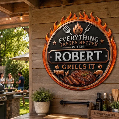 Custom BBQ Shaped Metal Sign