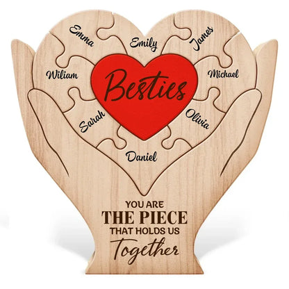 Custom Besties Heart Wooden Puzzle