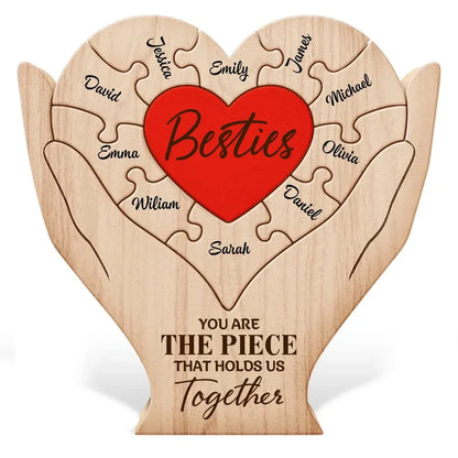 Custom Besties Heart Wooden Puzzle