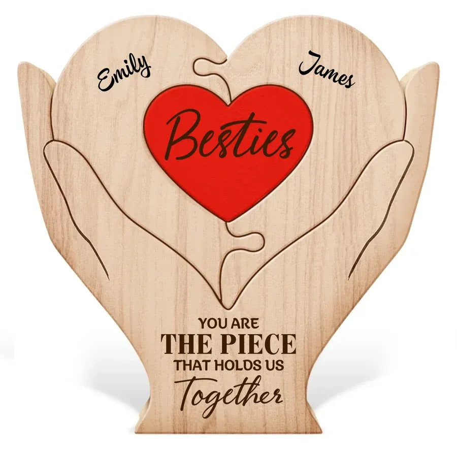 Custom Besties Heart Wooden Puzzle