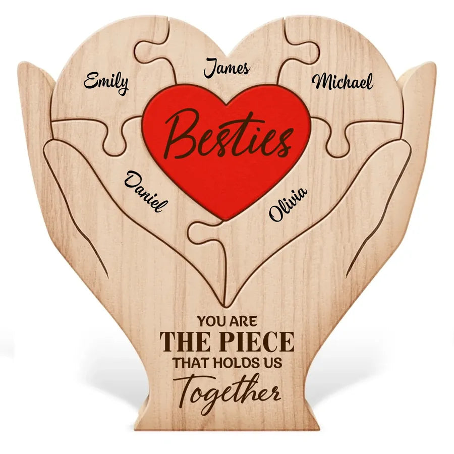 Custom Besties Heart Wooden Puzzle