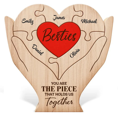 Custom Besties Heart Wooden Puzzle