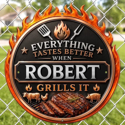 Custom BBQ Shaped Metal Sign