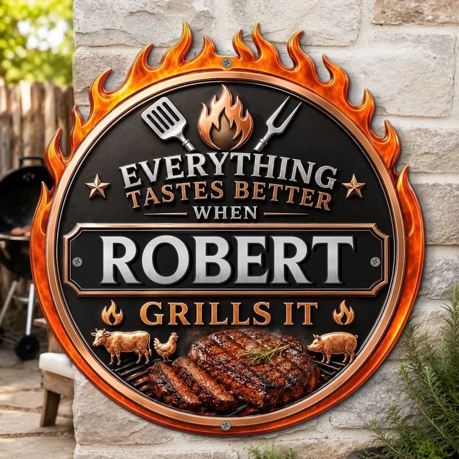 Custom BBQ Shaped Metal Sign