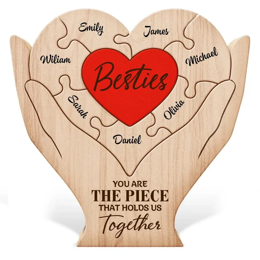 Custom Besties Heart Wooden Puzzle