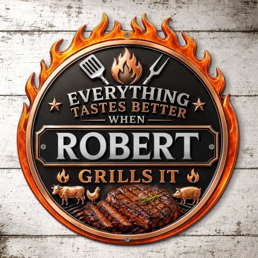 Custom BBQ Shaped Metal Sign