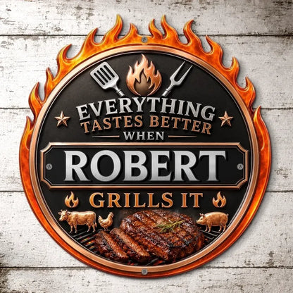 Custom BBQ Shaped Metal Sign