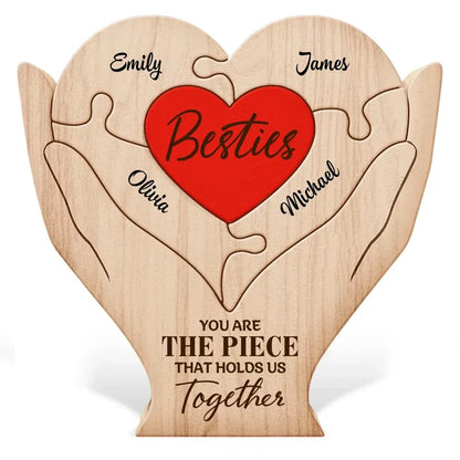 Custom Besties Heart Wooden Puzzle