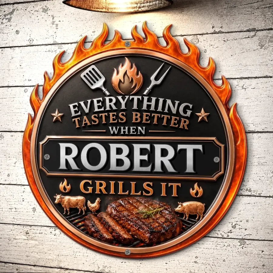 Custom BBQ Shaped Metal Sign