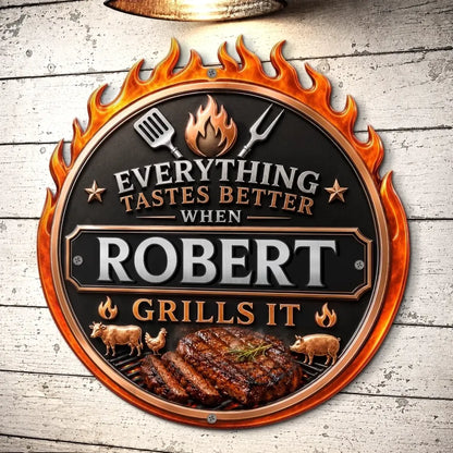 Custom BBQ Shaped Metal Sign
